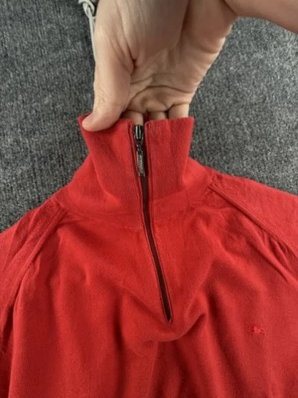 Burberry London Zip Turtleneck Red Pullover 5 Sweater Knit Solid Long Sleeve